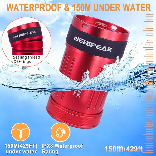 Neripeak-XL Waterproof PLB Container Car Key Case 429 FT IPX8 Rugged Aluminum Personal Locator Beacon Credit Card Wallet Capsule for Scuba Diving & Watersports, Buoyant Dry Box - color: Red