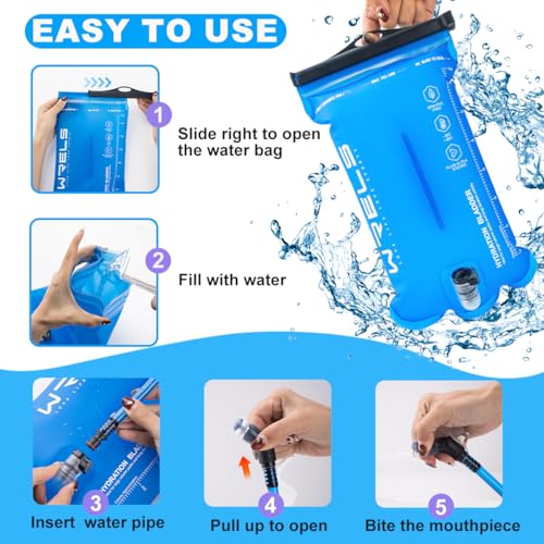 WRELS 1L/1.5L/2L/3L BPA Free Hydration Bladder,Leakproof TPU Water Bladder for Hiking Backpack,Large Opening Water Reservoir Hydration Pack for Running Cycling Camping - size: 1L