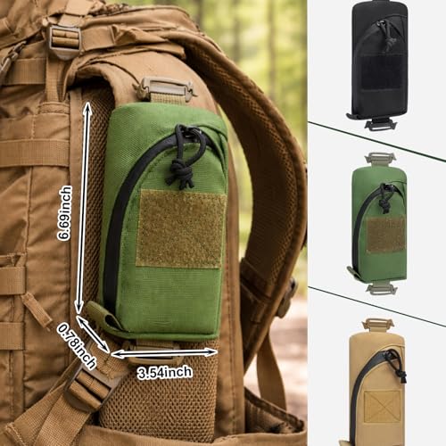 Tactical Shoulder Strap Bag Molle Pouches Compact Outdoor Organizer for Tools, Essentials, and EDC Gear, 6.5x5x4.5 Inches - color: Dark Green