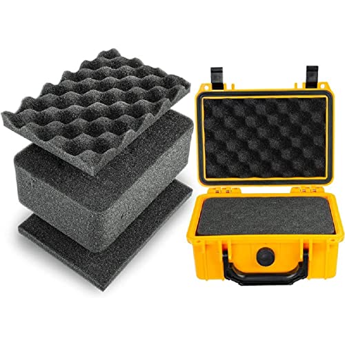Eylar Protective Gear and Camera Hard Case with Custom Logo Engraved Plate TSA Approved 8.12 inch 6.56 inch 3.56 inch, Customizable Pluck Foam, Lockable for Cameras, Lenses, Drones, Gear (Yellow) - color: Yellow