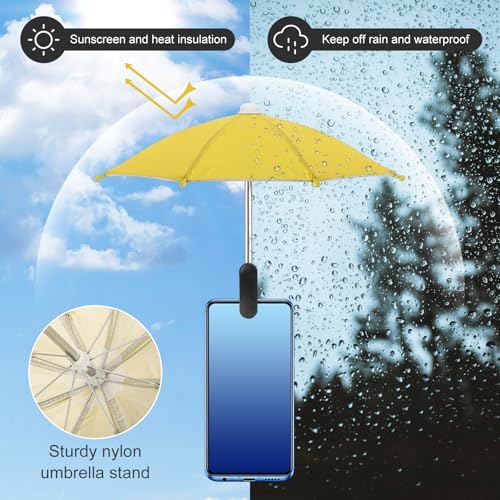 Phone Umbrella - Adjustable Cell Phone Umbrella Sun Shade with Stable Clip Universal Mini Cellphone Shade Cover for Beach/Pool/Outdoor, Yellow - color: Yellow