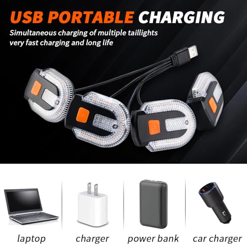 4Pcs Turn Signals for Bicycles with Alarm, USB Charging Remote Control Split/Integrated Bike Tail Light 5 Modes Waterproof Strobe Bike Rear Lights Can be Mounted on Front and Rear of Bicycle