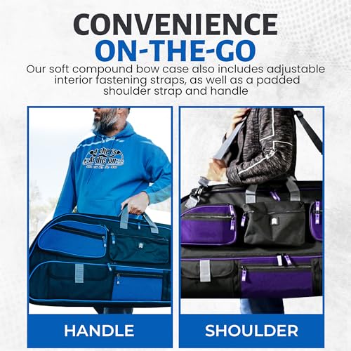 LEGEND Apollo Soft Bow Case - Compound Bow Case with Multiple Storage & Foam Padding, Lightweight Bow and Arrow Case for Archery Accessories, Bow Bag with Arrow Tube Pocket - 40" & 44" - color: Black / Blue, size: 44in Inside Length