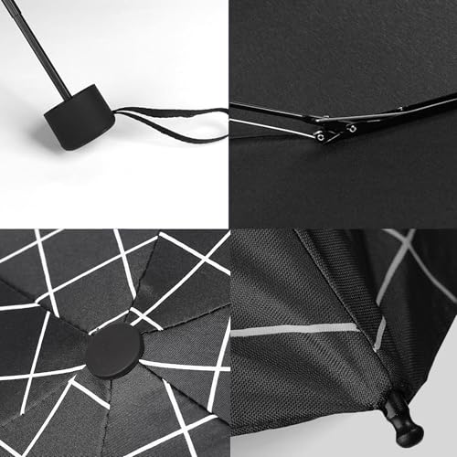 GAOYAING Compact Travel Umbrella with Case Sun&Rain Lightweight Small and Compact Suit for Pocket 34 Inches - color: Black Grid Pattern, size: 34 Inches