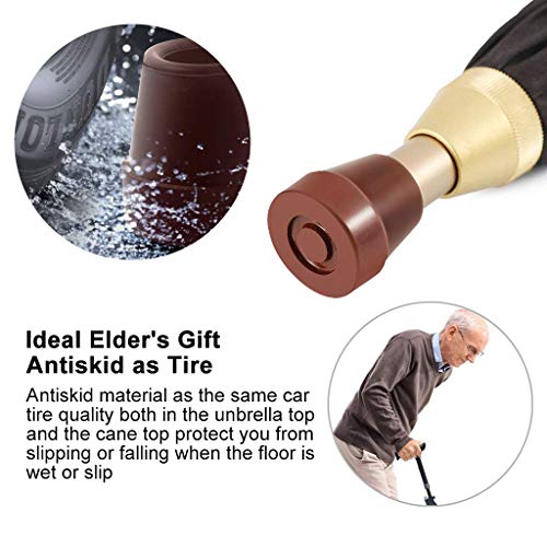 Walking Cane Umbrella 2-in-1 Windproof Walking Sticks Crutch Umbrella,Heavy Duty Frame,Lightweight - Umbrella Cane,Great gift for Birthday,Christmas,Father's Day,Men,Women - color: Classic 2 in 1