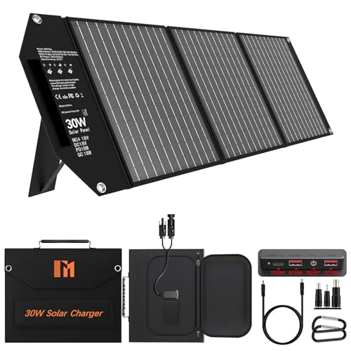 30W Solar Panels Charger Portable Foldable with USB-C USB-A MC4 DC | Fast Charging for Backpacking, Travel, Camping, for iPhone LG Google, Power Bank, Power Station Generator - size: 30W