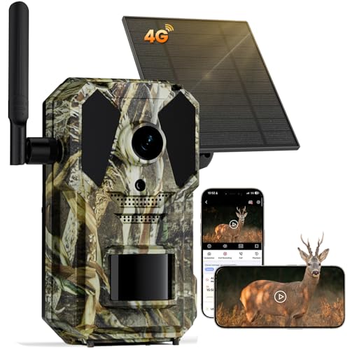 Trail Camera, 4G Cellular Dual Lens Trail Cameras 2.7K, 0.2s Fast Trigger Speed, Game Camera with Full Color Night Vision, No Glow IR, Motion Detection, No WiFi Needed, IP 65 Waterproof
