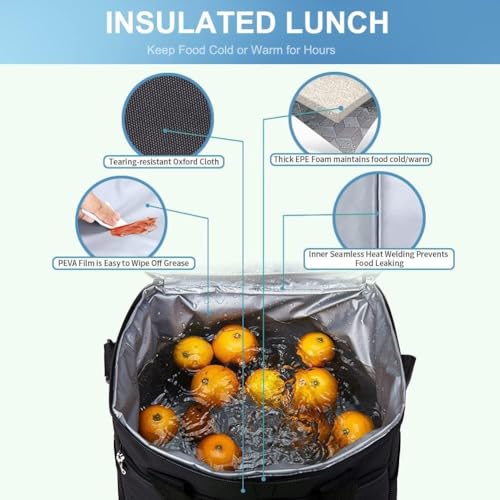 iknoe 24 Can Insulated Cooler Bag, Leakproof Lunch Tote Bag Black - color: Black, size: Large