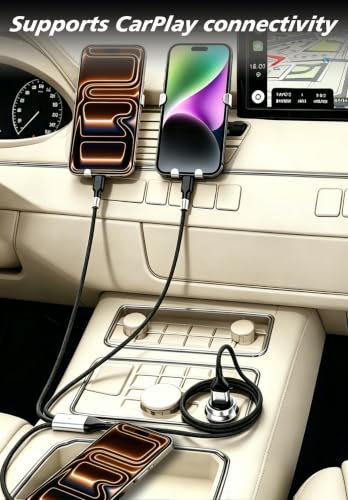 Awnuwuy 100W Multi Charge Cable for iPhone/Lightning/2 USB-C Ports, 6.6FT | Multi Charging Cable 100W, 6.6FT 3-in-2, Dual USB-C Charge Cables, One Lightning Cable, Nylon Braided Cord, iPhone/Samsung - size: 6.6FT