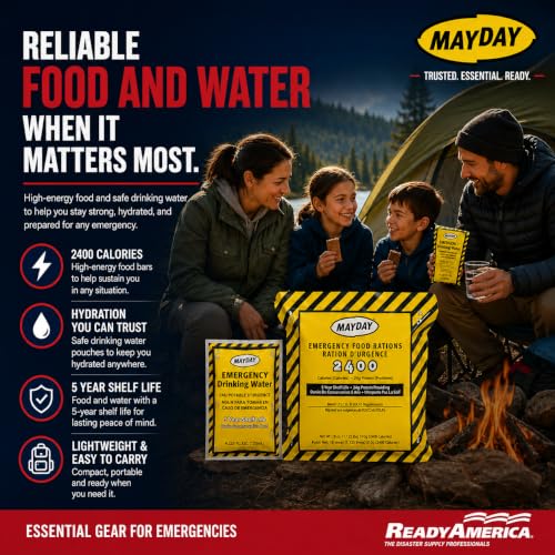Ready America 70180 72 Hour Emergency Kit, 1-Person, 3-Day Backpack, Includes First Aid Kit, Survival Blanket, Emergency Food Portable Disaster Preparedness Go-Bag for Earthquake, Fire, Flood - size: 1 Person