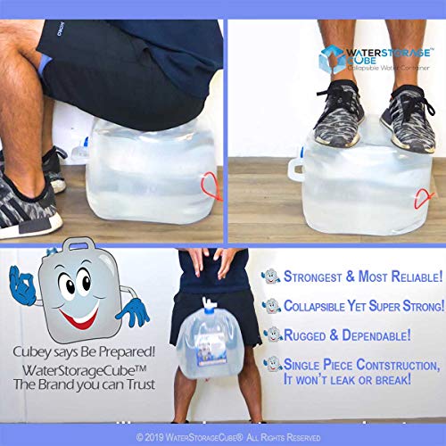 WaterStorageCube Collapsible Water Container with Spigot (5.3 Gal (2-Pack)) | BPA-Free Camping Water Storage Carrier Jug for Outdoors Hiking Backpack & Survival Kit, Foldable Portable Water Canteen
