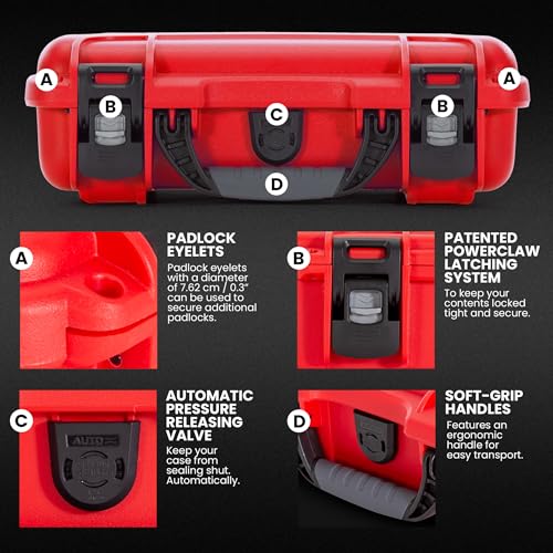 NANUK 910 Waterproof First Aid Box Empty with Lid Organizer & Dividers – Durable Medical First Aid Organizer Case, IP67-Rated, Dustproof, Impact-Resistant, Floats (14.3” x 11.1” x 4.7”) – Red - size: 910 - With Organizer