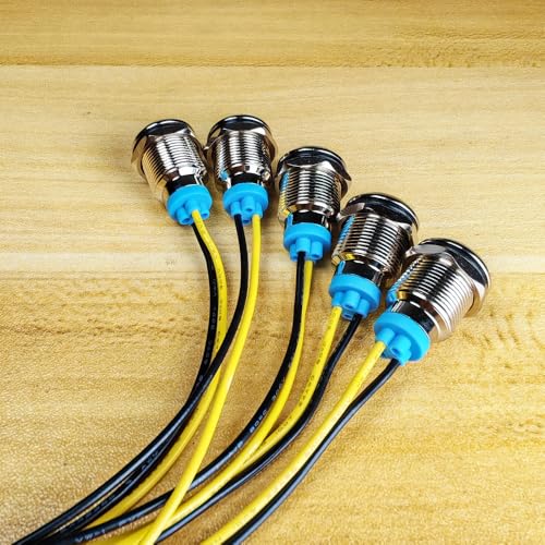 Gebildet 5Pcs 12mm LED Metal Indicator Light AC 110V-220V Waterproof Signal Lamp (Red) - color: Red 110V