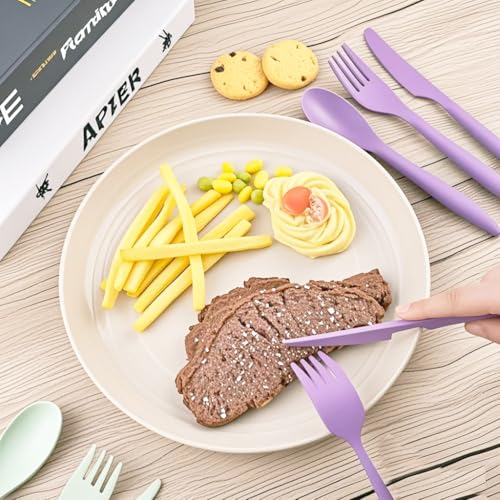 Portable Travel Utensils - Reusable Travel Utensils with Case (Purple) - color: Purple