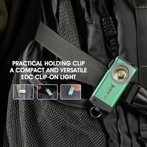 WUBEN G2 Mini Flashlight Keychain, 500 Lumens Rechargeable Pocket Flashlight, 5 Modes Small Led Flashlight, EDC Keychain Brightest Flashlight Magnetic Hat Clip for Travel,Walking,Hiking(Green) - color: Green