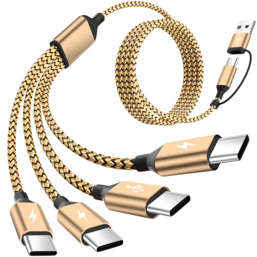 Travel 4 in 2 USB C Charging Cords,Universal Charging Cable for All Devices - color: Dark Gold & Black
