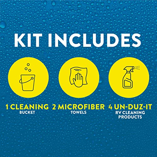 RV 7-Piece Detailing Kit, Contains RV Wash and Wax, Soft Surface and Vinyl Cleaner, Hard Surface Cleaner, Multi-Surface Protectant Spray, Bucket, Sponge and Microfiber Towel