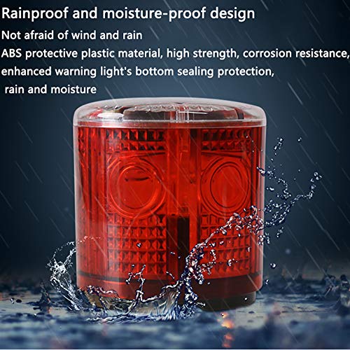Solar Strobe Warning Light: IP54 Waterproof Flashing Safety High Bright LED Warning Lamp Traffic Light for Construction, Factory, Safety Road Sign, Dock Marine Beacon (Red-Column) - color: Red-Column