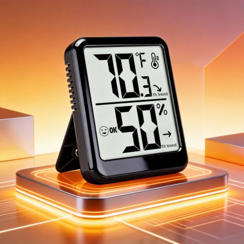 Room Thermometer Indoor Hygrometer Digital Humidity Meter - color: Black - Upgraded Version, size: 1 - Pack