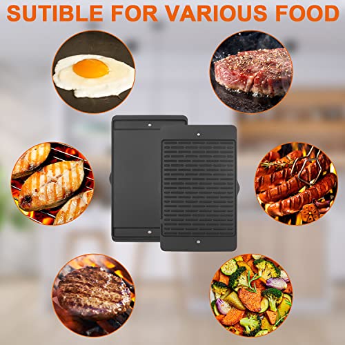 DELSbbq 7566 Cast Iron Griddle for Weber Genesis 300 (Not for Genesis II) | Reversible Griddle for E-310/320/330 S-310/320/330 EP-310/320/330 CEP-310, Dual-Sided Plate, Sunken Grease Drain Channels - size: 19.4" x 12.5" x 2"