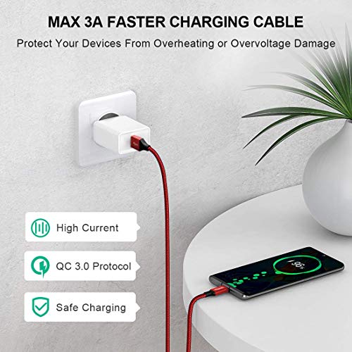 etguuds USB to USB C Cable 2ft, 2-Pack USB A to USB C Charger Cord Type C | Fast Charging for Samsung Galaxy A17 A16 A15 A26 A36 A56, S26 S25 S24 S23 S22 S21 S20 S10, for iPhone 17 16 15, Moto, Red - color: Red