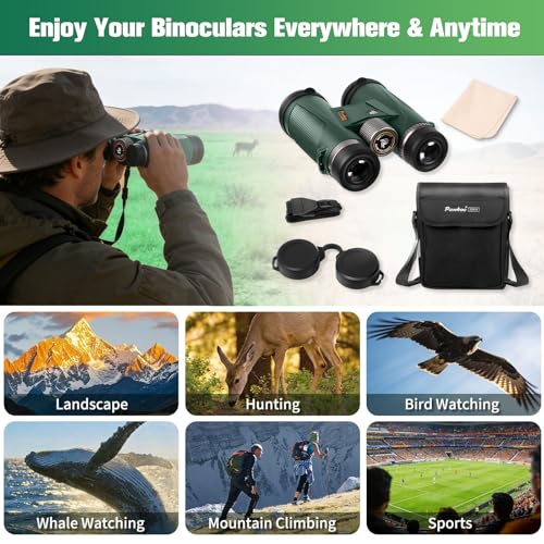 Pankoo 20x55 Binoculars for Adults High Powered,Waterproof and Convenient | Large View Waterproof Optics with Clear Low Light Vision, Easy Focus for Hunting, Bird Watching, Concerts, Sports - color: Dark green