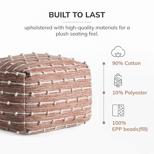 Anji Mountain 16" H x 22" W Handmade Pouf Ottoman for Living Room & Couch - color: Brownstone
