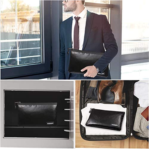 Hodufy Fireproof Money Bag - 10.6"x6.7" & 5"x8" Small Fireproof Bags, Bank Deposit & Passport Safe Storage Envelope