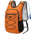 BOVIP Lightweight Hydration Back,15L Multipurpose Hiking Backpack with 1.5L Water Bladder ,Hydro Water Daypack for Cycling Hiking Rave for Men Women - size: Orange