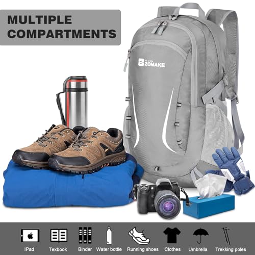 ZOMAKE Lightweight Packable Backpack 35L, Foldable Backpacks Water Resistant Collapsible Light Daypack for Hiking(Silver Grey) - color: Silver Grey B, size: 35L