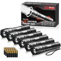 RECHOO 6-Pack LED Flashlight, Bright Small Flashlights High Lumens, 3 Modes, Battery-Powered Pocket Mini Flashlights, Flash Light Adjustable Focus, Waterproof Flashlights for Home Emergency Camping - color: Black, size: 6 Pack
