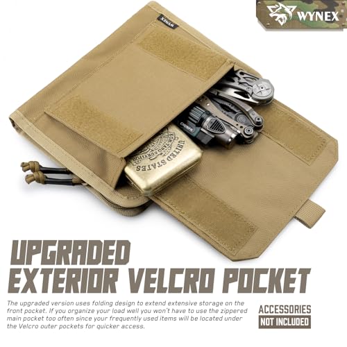 WYNEX Tactical Molle Admin Pouch, Laser-Cut, EDC Organizer Tool Pouch | Utility Organizer EDC Medical Bag, EDC Pocket Modular Pouch, Tactical Accessories EDC Pouch, Include U.S Patch - color: Khaki