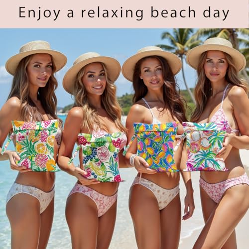Wet Bag, 4Pcs Wet Dry Bag Set, Reusable Waterproof Bags with Citrus & Tropical Fruit Patterns for Women, Great for Beach Getaways & Travel - color: Citrus & Tropical Fruit