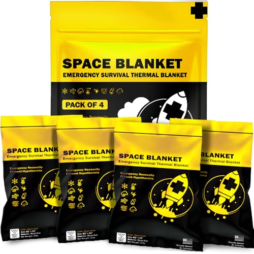 EVERLIT Emergency Mylar Thermal Blankets -Space Blanket Survival kit Camping Blanket Perfect for Outdoors, Hiking, Survival, Bug Out Bag ，Marathons or First Aid 1(Gold & Silver, 4 Pack)