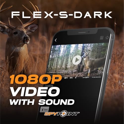 SPYPOINT Flex-S-Dark Solar Cellular Trail Camera – Built-in Solar Panel, 40MP Photos, 1080p Videos + Sound, No-Glow Game Camera, Night Vision, Motion Activated Trail Cam - style: FLEX-S DARK