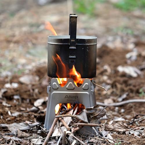 Ultralight Titanium Wood Burning Stove Outdoor Camping Multi-Fuels Alcohol Stove BBQ Stove WS009ST-Ti (Wood Burning Stove-M Size) - style: Wood Burning Stove-M Size