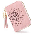 APHISON RFID Credit Card Holder Zipper Card Case Keychain Small Wallet for Women 1927 PINK - color: 0-PINK(single zip)