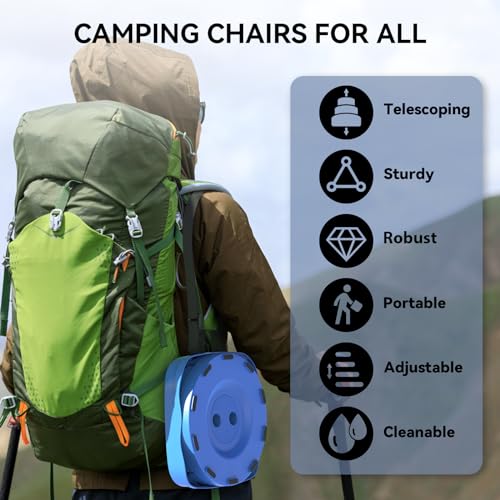 2026 Upgraded Collapsible Stool, Portable Folding Stool, Telescoping Camping Stool with Max Load Capacity 485lbs, Square Retractable Seat for Camping Gardening Fishing Hiking BBQ [Blue] - color: Square Stool-blue