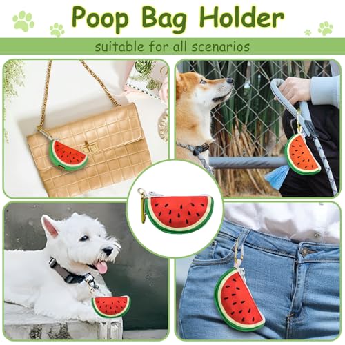 Convenient Dog Poop Bag Holder Leash Attachment with Zipper Case for Potty Bags - Trash Bag Carrier Accessory Dispenser for Poo Bags,Watermelon,Medium | Zippered case keeps potty bags secure and easy to access; convenient leash attachment and trash bag ca
