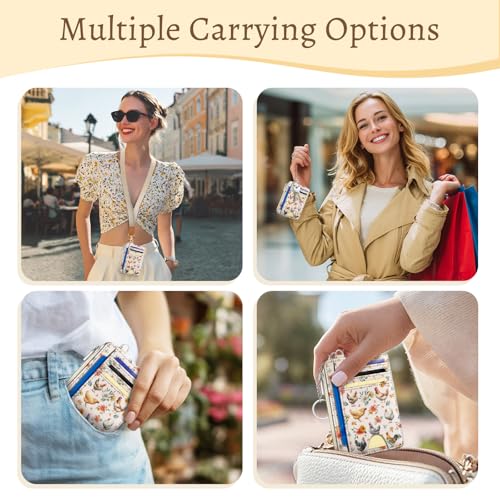 Kelvoris Credit Card Holder Small Wallet Women, Slim RFID, Chicken Rooster - color: Chicken