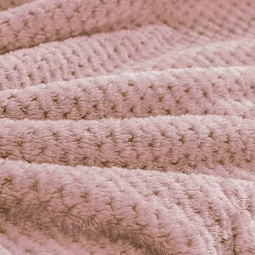 BEDELITE Travel Blanket with Bag, Jacquard Fleece Blanket 65"x40", Pink | Ultra-soft Airplane Blanket, Luggage Sleeve & Backpack Clip, Travel Essentials for Women, Foldable as Pillow for Long Flight - color: Pink