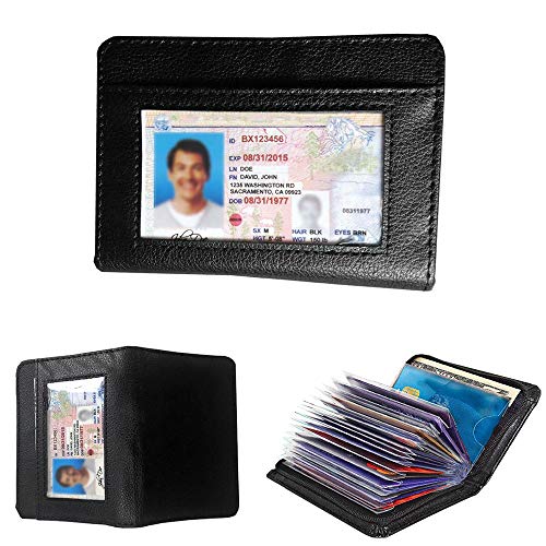 Credit Card Holder Wallet RFID Blocking Leather Wallet for Men and Women with Zipper, Huge Storage Capacity - color: Brown