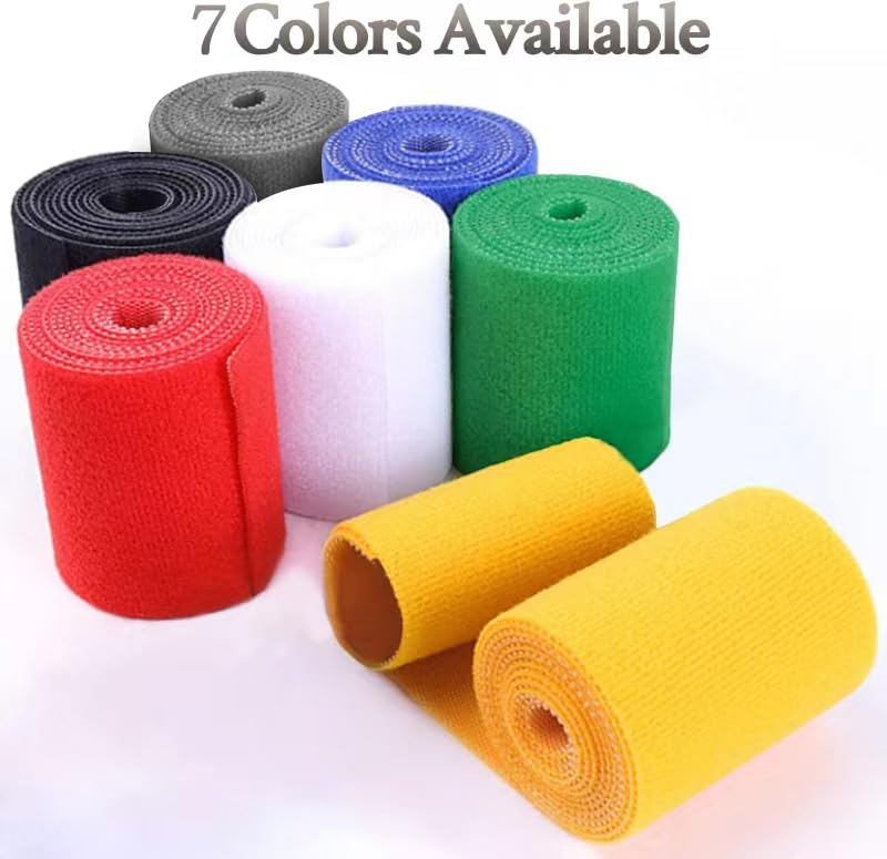 IFNOW Hook and Loop Cable Ties Electrical 32FT Reusable Fastening Tape Double-Sided Cable Ties Hook-and-Loop Management Tape Strength 2''/Width (Black) - color: Black