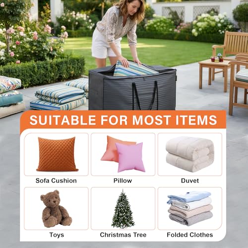 storagebag Patio Cushion Storage Bag, Outdoor Cushion Storage Bag,Waterproof Extra Large Furniture Storage Bag with Handle and Zipper, 48in L x 16in W x 22in H - color: grey