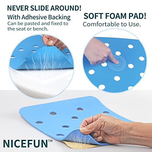 Shower Chair Pad Cover Bath Seat, Padded Shower Bench Seat Mat 15 x 12 inches, Waterproof Transfer Bench Cushion,Stickable Soft Foam Fit Bath Stool, Bathroom Bathtub Mat
