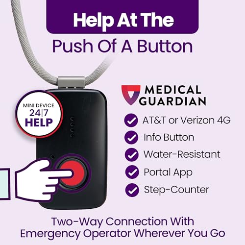 Medical Guardian MGMini Medical Alert Device for Seniors | Subscription Required | SOS Button, Emergency Location Assistance, 24/7 Monitoring | Black - color: Black