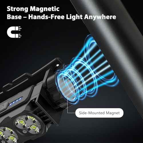 2-Pack Helmet Lamp, LED Magnetic Headlight with Type-C Charging, Black