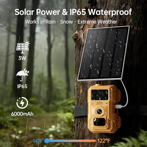 2 Pack 2K Cellular Trail Cameras, 4G LTE Solar Wildlife Cameras No WiFi Needed, 0.2s Trigger, No-Glow Night Vision, Pre-Installed IoT SIM & 32GB SD Cards for Farm and Remote Property