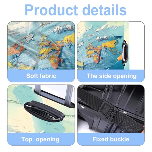 Map Luggage Cover Washable Suitcase Cover Protector Fit 20-22 Inch Luggage Durable Travel Bag Cover with Zipper Closure S - color: map, size: S(20-22inch suitcase)
