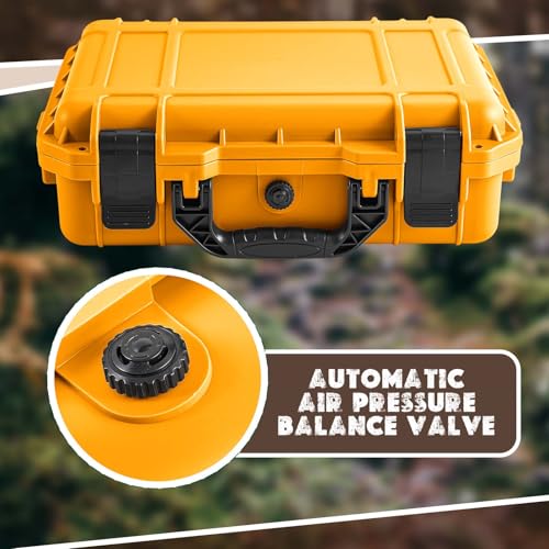 Relaxweex 1 Pcs Waterproof Hard Case with DIY Customizable Foam Insert Portable Protective Case with Knife for Camera Drones Equipments Tools Test Instruments(Yellow,11.3 x 8.7 x 4.2 Inch) - color: Yellow, size: 11.3 x 8.7 x 4.2 Inch